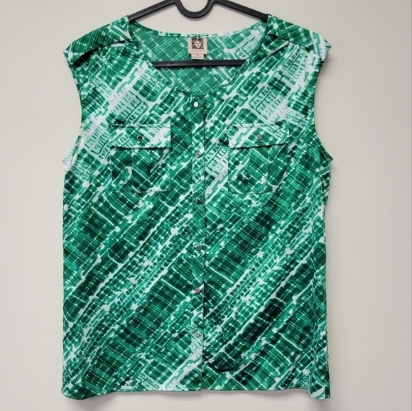 Anne Klein Tops - Anne Klein Blouse Green White S